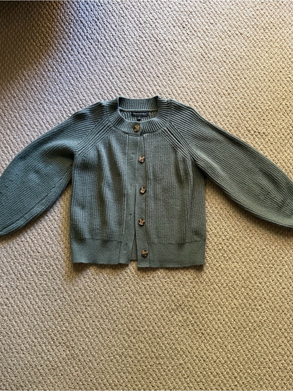 Banana Republic Sage Green Button-Up Ribbed Cardigan